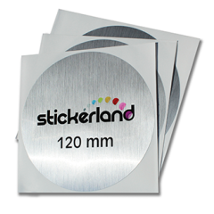 Runde klistermærker i børstet stål look 