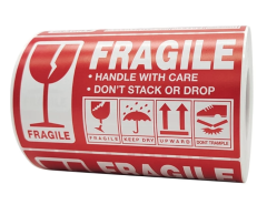 Fragile selvklæbende etiketter, 300 stk, 126x76mm