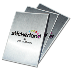 A-format klistermærker i børstet stål look 