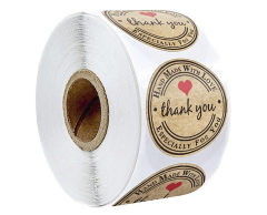 Thank you / Hand made with love, klistermærker, 500 stk, 25mm