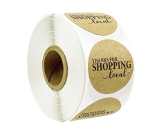 Thanks for shopping local, klistermærke rulle, 500 stk, 25mm