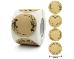 Rulle med selvklæbende til-og-fra kort klistermærker(50mm) af kraftpapir, 4 motiver, 500 stk.