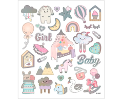 Babyshower klistermærkeark - Lyserød babygirl