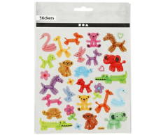 Ballondyr klistermærker på ark med glimmer