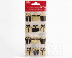 Glitter gaver klistermærker, sort og guld