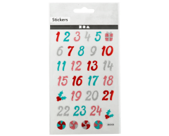 Glimmer tal jule klistermærker 1-24