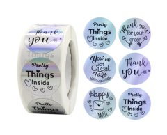 Pretty things inside / Thank you klistermærker, sølv holo, 500 stk