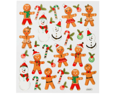 Honningkagemænd og snemænd juleklistermærker på ark