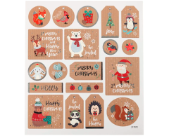 Dekorative julemærkater klistermærker på ark med sølv detaljer