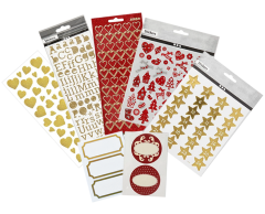 Stor jule klistermærke pakke, 7 slags - Til indpakning og julekort