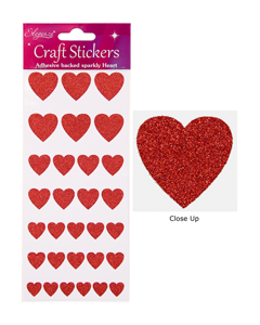 Røde glimmer hjerte klistermærker