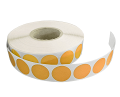 Orange runde 20mm klistermærker på rulle 2500 stk.