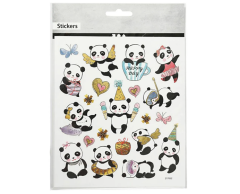 Panda klistermærker med sølv detaljer på ark (21 stk)
