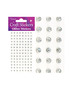 Sølv perle klistermærker med glitter  - 4mm, 112stk