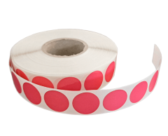 Rosa runde 20mm klistermærker på rulle 2500 stk.