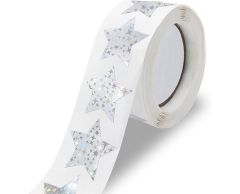 Sølv Stjerne Hologram Klistermærker, 25mm, 500 stk.