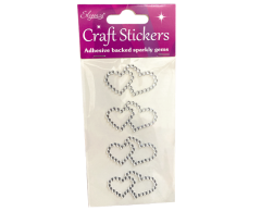 Selvklæbende Rhinsten dobbelt hjerte klistermærker dekoration 4 stk