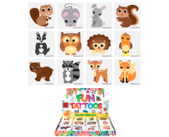 Små skovdyr, midlertidige tatoveringer 48 x 12 stk