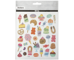 Slik og kager klistermærke ark med hologram effekt