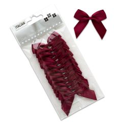 Bordeaux røde sløjfer af satin 5cm (selvklæbende) 12 stk. pakke