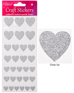 Sølv glimmer hjerte klistermærker