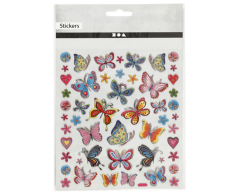 Flotte sommerfugle klistermærker på ark - Sølv effekt